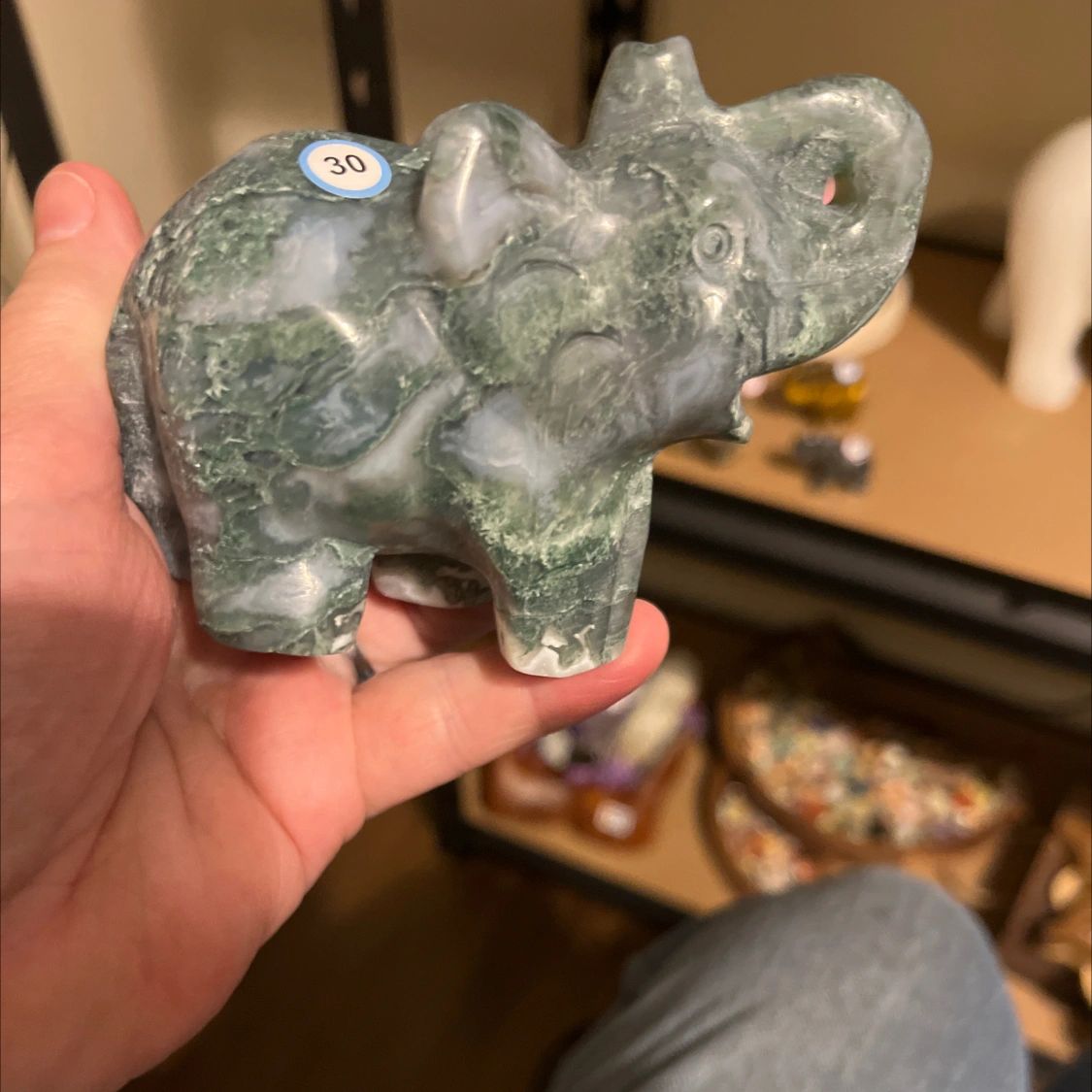 Moss Agate Elephant