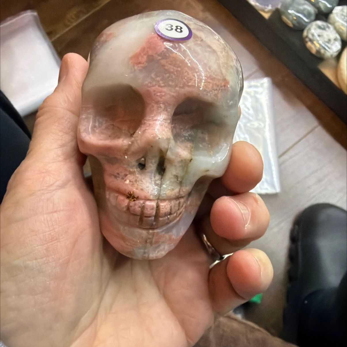 Rhodonite Skull